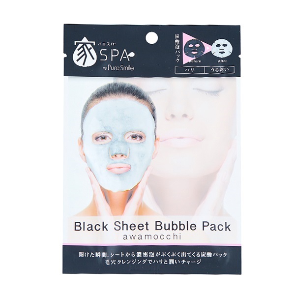 Iye Spa By Pure Smile Black Sheet Bubble Pack - Mặt Nạ Cotton Sủi Bọt Với Thành Phần Than Hoạt Tính, Hoa Hồi, Tinh Dầu Jojoba