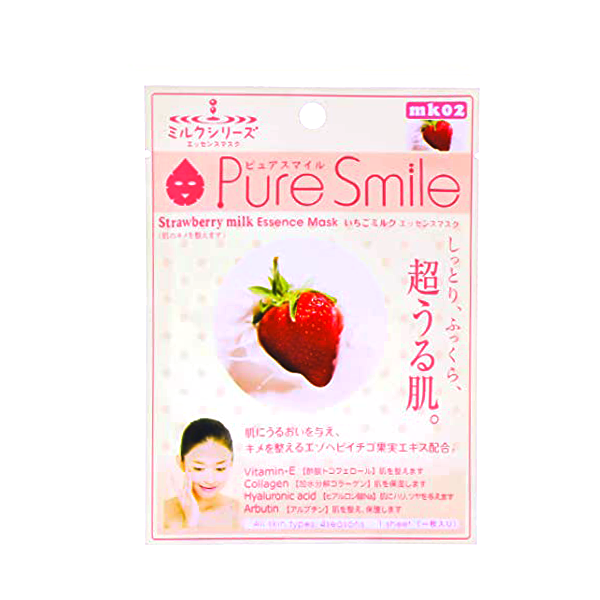Pure Smile Essence Mask Strawberry Milk -Mặt Nạ Dưỡng Da Chiết Xuất Từ Sữa Tươi & Dâu Tây